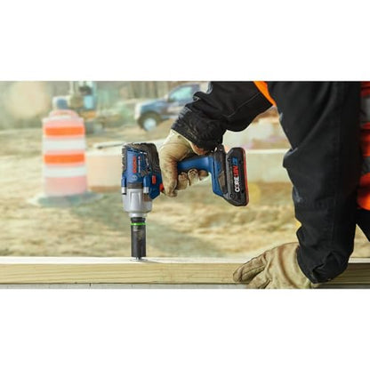 Bosch GDS18V-330PCB25 18V Brushless 1/2 In. Mid-Torque Impact Wrench Kit with Pin Detent and (2) CORE18V® 4 Ah Advanced Power Batteries - style: Industrial