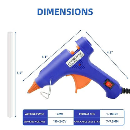 Hot Glue Gun Kit, Mini Hot Melt Glue Gun for Crafts with 30 Glue Sticks and Carry Case for Craft, School DIY Arts, and Home Repair - color: Blue