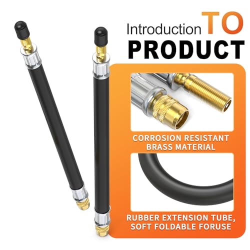 GASHER 5Pcs 8.26in Tire Valve Extenders, Valve Stem Extension with 45°/90°/ 135°Angles & Tire Inflator Hose Adapter - size: 210mm