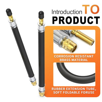 GASHER 5Pcs 8.26in Tire Valve Extenders, Valve Stem Extension with 45°/90°/ 135°Angles & Tire Inflator Hose Adapter - size: 210mm