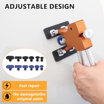 139pcs Dent Puller Kit, Paintless Dent Removal Kit for Dent Repair, Car Dent Repair Kit with Golden Lifter, Bridge Puller, Slide Hammer T-Bar, Car Dent Puller for Car Refrigerator Door Ding Repair