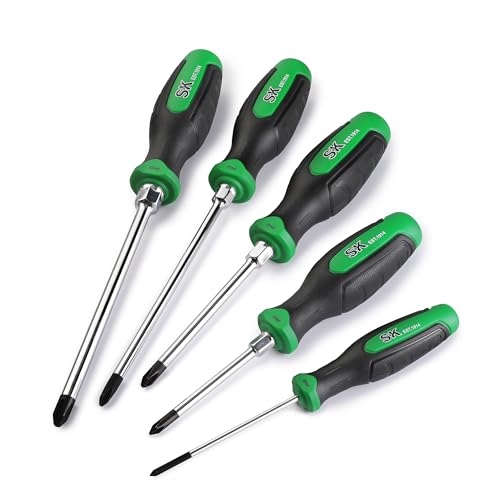 SK 5-Piece Phillips Screwdriver Set, Magnetic Screwdriver Set, S2 Steel, SureGrip Handle - style: Phillips