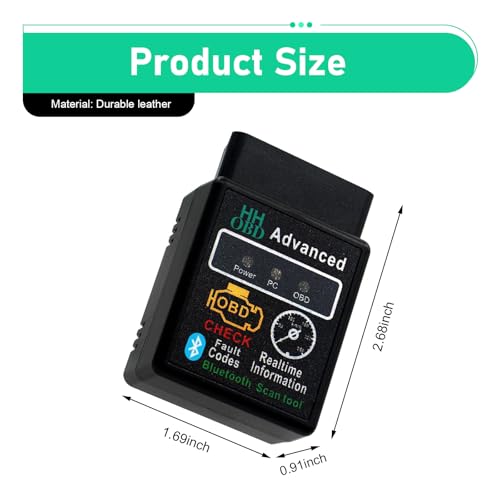 1 PC Car Bluetooth OBD2 Diagnostic Tool, Real-time Monitoring ELM327 V2.1 Code Reader, Mini Anti-interference Scanner for Reset Clear Engine Light, Universal for Android IOS Windows (Black)