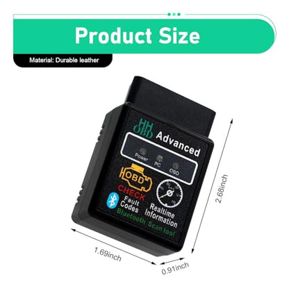 1 PC Car Bluetooth OBD2 Diagnostic Tool, Real-time Monitoring ELM327 V2.1 Code Reader, Mini Anti-interference Scanner for Reset Clear Engine Light, Universal for Android IOS Windows (Black)