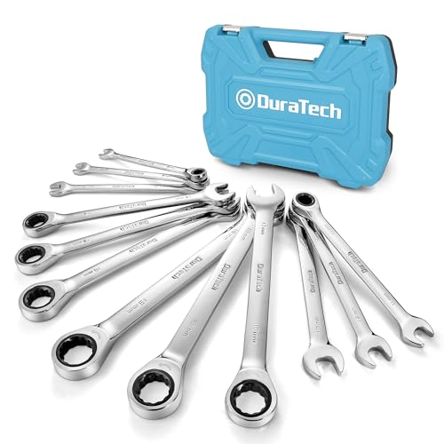 DURATECH 12-Piece Ratcheting Combination Wrench Set, Metric, 8-19mm | 72-Tooth, CR-V Steel, Organized in Storage Case