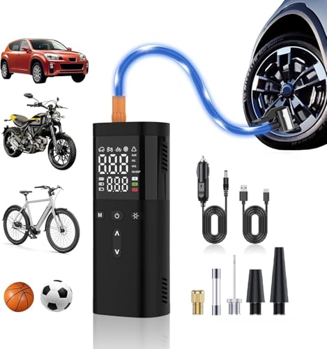 Tire Inflator Portable Air Compressor,25000mAh and 150PSI Air Pump for Car Tires, 5X Faster Portable Air Pump with Digital Pressure Gauge for Cars, SUV, Bike & Motorcycle Tires, Ball,Etc.