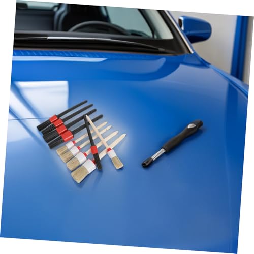 VOSAREA 10pcs Car Interior Detailing Brush Set for Air Vents and Dashboard Cleaning, Rounded Pp Material Brushes with Efficient Dirt Removal and Easy Storage, Compact Portable Tools