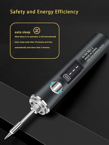 Cordless Soldering Iron Kit Micro Portable Soldering Kit Rechargeable USB-C Electric Soldering Pen Fast Heating Auto Sleep/Off Soldering Gun Kit for Electronics Repair Jewelry DIY