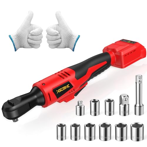 3/8" Cordless Ratchet Wrench for Milwaukee M18 18V Battery - 75Ft-Lbs Brushless Motor Electric Ratchet Set with 0-300RPM Variable Speed,8 Sockets,1/4" and 1/2" Adapters,3" Extension Bar(Tool Only)