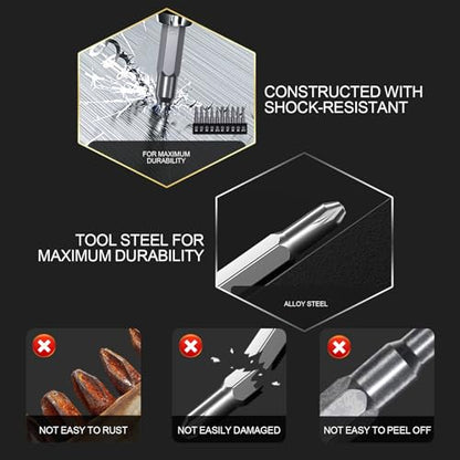 Luckyway 50-Piece Screwdriver Bit Set with Quick Change Chuck in Tough Case