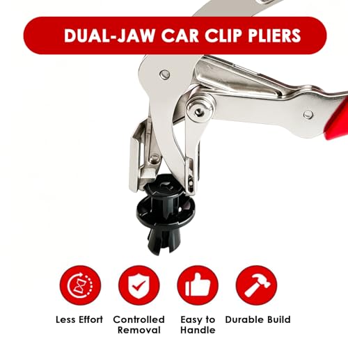 Ocean Pearl 2026 Car Clip Pliers, Trim Clip Removal Tool, Plastic Fastener Remover, Panel Clip Removal Pliers for Push Pin, Door Panel, Bumper, Fender, 17-4 PH Stainless Steel