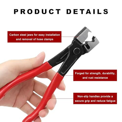 9 PCS Hose Clamp Pliers with CV Boot Clamps, Heavy-Duty Car Repair Clamp Pliers with Stainless Steel Crimp Bands, Adjustable Drive Shaft CV Boot Crimp Plier Automotive Repair Tools