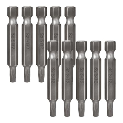 10 PCS 1/4 Inch Hex Shank Square Head SQ2 Screwdriver Bit Set, 2 Inch/50 mm Length, S2 Steel, Power Tools with Magnetic for Screwdriver Drill Impact Driver