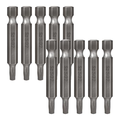 10 PCS 1/4 Inch Hex Shank Square Head SQ2 Screwdriver Bit Set, 2 Inch/50 mm Length, S2 Steel, Power Tools with Magnetic for Screwdriver Drill Impact Driver