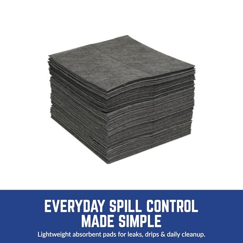 Spilfyter Universal Light Duty Absorbent Pads, 16" x 18", 200 Count | Single Ply, For Quick Tasks, Ideal for Fast Cleanup for Small Spills, SFG-70
