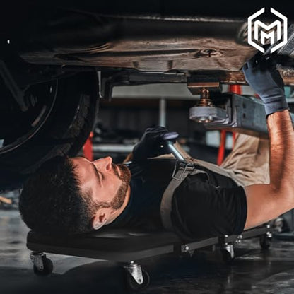 M-AUTO Foldable Z Creeper 2-in-1 Rolling Folding Car Creeper & Seat, 36" Adjustable Roller Garage Chair Lay Down or Sit, 330LBS Capacity Under Car Roller Creeper with 6 Swivel Casters, Black - color: Black, size: 36"