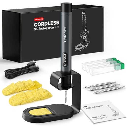 Nefeeko Cordless Soldering Iron Kit, Rechargeable Soldering Iron with Stand | 7s Fast Heating, Auto Sleep/Off, C210 Soldering Iron Tips, Portable Soldering Pen Soldering Gun Kit for Electronics Repair