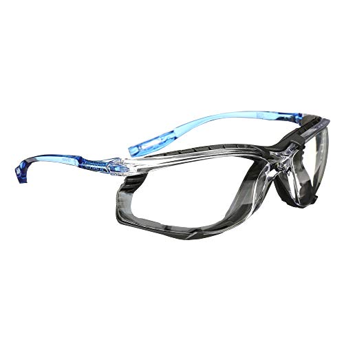 3M Safety Glasses, Virtua CCS, ANSI Z87, Anti-Fog, Clear Lens, Blue Frame, Corded Ear Plug Control System, Removable Foam Gasket, Pack of 1 - color: Clear Lens, Blue Frame With Foam Gasket, size: 1 Count (Pack of 1)