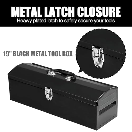 2Pcs Portable Tool Box, Metal Latch Closure, 19" Hip Roof Style, Ideal for Trailer, Mechanic, DIY-ers, Car Toolbox, Workshops, Garages, Repair Shops,Black - size: 2P-19in-Black