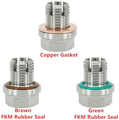 M14.1-1.5 x 15mm Oversize Piggyback Oil Drain Plug, Stainless Steel Self Tapping Oil Pan Thread Repair Kit - size: M14.1x1.5