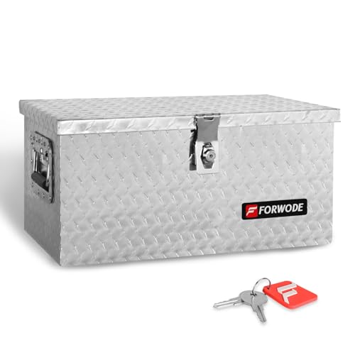 FORWODE 20 Inch Aluminum Truck Tool Box Lockable Truck Bed Tool Box Waterproof Truck Bed Storage Box with Side Handle Small Truck Tool Chest for Pickup, Truck Bed, RV, Trailer & Garage (Silver) - color: Silver, size: 20x12x9.6 inch