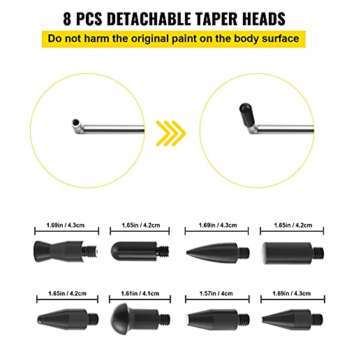 VEVOR Rods Dent Removal Kit, 13 Pcs Paintless Dent Repair Rods, Stainless Steel Dent Rods, Whale Tail Dent Repair Tools, Professional Hail Dent Removal Tool For Minor Dents, Door Dings And Hail Damage - style: 13 Pcs with 5 Rods