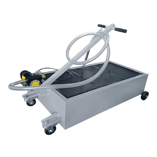 25 Gallon Low-Profile Oil Drain Pan with Electric Pump, Gray | Low-profile oil drain pan includes an electric pump, T-handle and J-hook for easier oil changes on cars and trucks. - color: Gray, size: 25 Gallon