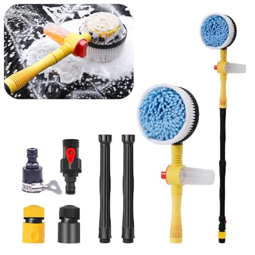 povtii Rotating Car Wash Brush, 360° Spin Auto Cleaning Brush with Long Handle, Detachable Washing Brush with Soft Chenille Bristles Universal for Most Vehicles, Car Accessories (Brush) - color: Brush