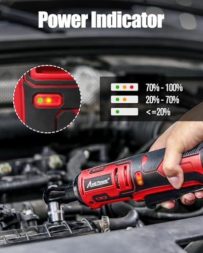 AVID POWER Cordless Electric Ratchet Wrench 3/8", 44.2 Ft-lbs 12V Power Ratchet Wrench Kit w/Two 2.0Ah Batteries, 1-Hour Fast Charger, Variable Speed and 10 Sockets