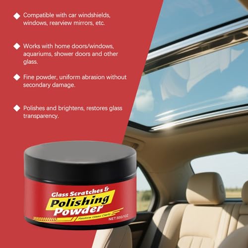 Glass Scratch Remover Kit, Windscreen Scratch Repair for Car Windshield, Home Glass Polishing Powder Compound, Removes Scratches, Swirls, Water Spots from Windows Mirrors (4Pcs) - color: 4Pcs