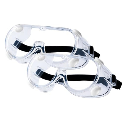 Honmein 2-Pack Safety Goggles, Anti-Fog Lab Goggles for Men and Women | Over Glasses Safety Glasses for Chemistry Lab, Mowing, Woodworking, Painting, Construction, Industrial Use