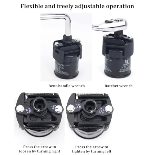 Adjustable Car Oil Filter Wrench, 2-3/8 to 3-1/8 Inch (60-80mm) Vehicle Filter Wrench with Non-Slip Serrated Jaws, 1/2'' Drive Cap Style Auto Oil Removal Tool, Universal Fit
