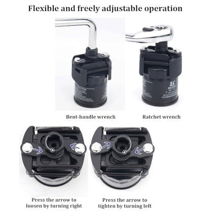 Adjustable Car Oil Filter Wrench, 2-3/8 to 3-1/8 Inch (60-80mm) Vehicle Filter Wrench with Non-Slip Serrated Jaws, 1/2'' Drive Cap Style Auto Oil Removal Tool, Universal Fit