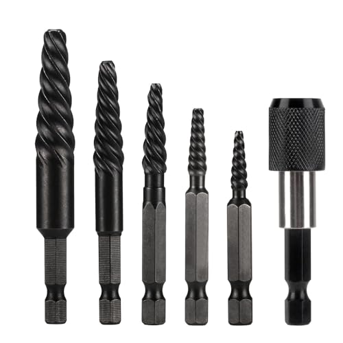 6 PCS Broken stud extractor kit Damaged Screw Extractor Set with 1/4 Quick Change Arbors Tool Kit Fine Thread Bad Screw Stud Remover - color: 6 Pcs-coarse Thread