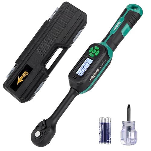 AEROFORCE Digital Torque Wrench - 3/8 Inch Drive Electric Torque Wrench (6.8-135Nm), Features Dual-Direction Ratchet, ±2% Accuracy, Buzzer & LED Alerts, 4-Measurement Unit (Nm/lb.ft/in.lb/kgf.cm) - style: 3/8’’ 5.02-99.57 lb.ft