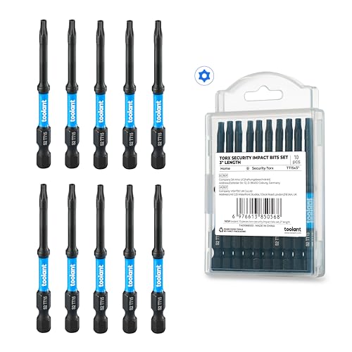 toolant Impact Torx Bit Set 10pcs (TT15), 1/4 Hex-Shank S2 Steel Security Torx Bit Set, Tamper Proof Star Bit Set with CNC Machined Tips, 3" Long with Magnetic Impact Bit Holder and Storage Box - size: TT15(3"*10pcs)