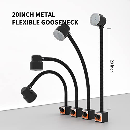 35LEDs Magnetic Light, 1200 Lumen 120v Flexible Gooseneck Work Light with Adiustable Magnetic Base for Lathe CNC Milling Drill Press Sewing Machine Industrial Lighting, 12W - size: Strong Magnetic Base, 12W