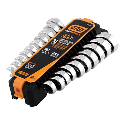 GEARWRENCH 10 Piece 90-Tooth 12 Point Stubby Combination Ratcheting Wrench, MM | 86850