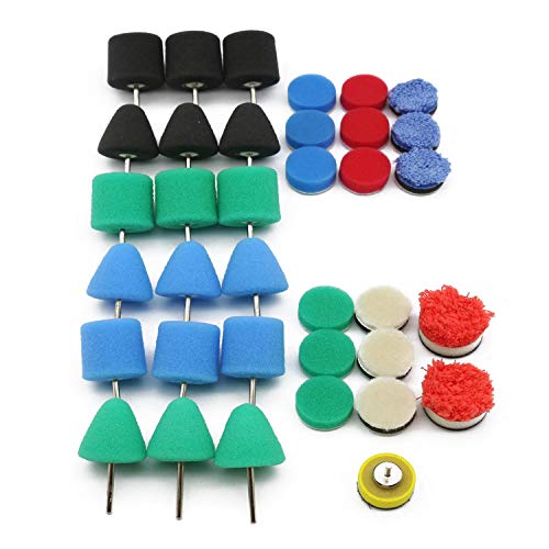 Car Detailing Drill Polish Pads Kit Sponge Wool Buffing Wheels Set 36pcs 69pcs with Flexible Shaft for Auto Polisher Tight Area Wheel Hub Metal Surface Cleaning (3) - size: 3