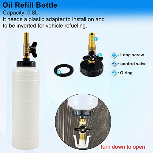 JoyFans 1L Capacity Pneumatic Brake Fluid Bleeder Extractor Tool Vacuum Brake Bleeder Kit with 90-120 PSI Master Cylinder Adapters Fluid Refill Bottle for Fluid Change on Motorcycle Car