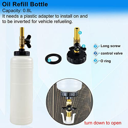 JoyFans 1L Capacity Pneumatic Brake Fluid Bleeder Extractor Tool Vacuum Brake Bleeder Kit with 90-120 PSI Master Cylinder Adapters Fluid Refill Bottle for Fluid Change on Motorcycle Car