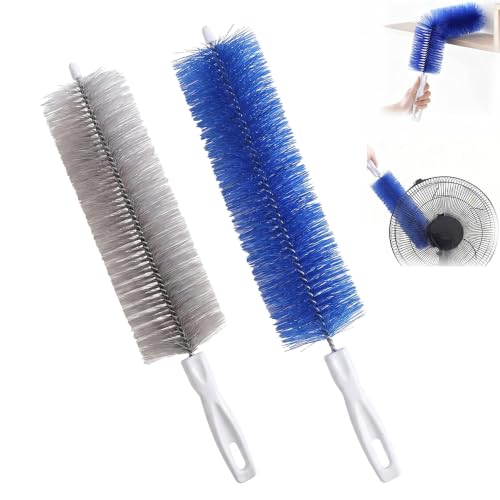 Fan Cleaning Brush, Bendable Microfiber Head, Microfiber Duster for Electric Fan and Blind, Reusable Dust Remover Washable ldeal for Electric Fans Air Conditioning, Home Car Vents, Curtain (Blue+Gray) - color: Blue+gray