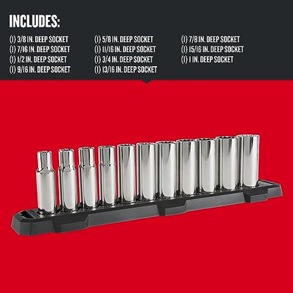 CRAFTSMAN Deep Socket Set, 1/2-Inch Drive, SAE, 12-Point, 11-Piece (CMMT12048) - style: SAE