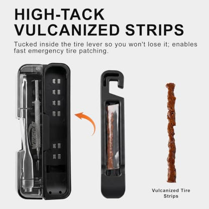 Compact Bike Repair Tool Kit with Bidirectional Ratchet Wrench & 7 S2 Bits | All-in-one portable design, bidirectional ratchet wrench, 7 magnetic s2 steel bits, high-tack vulcanized tire strips