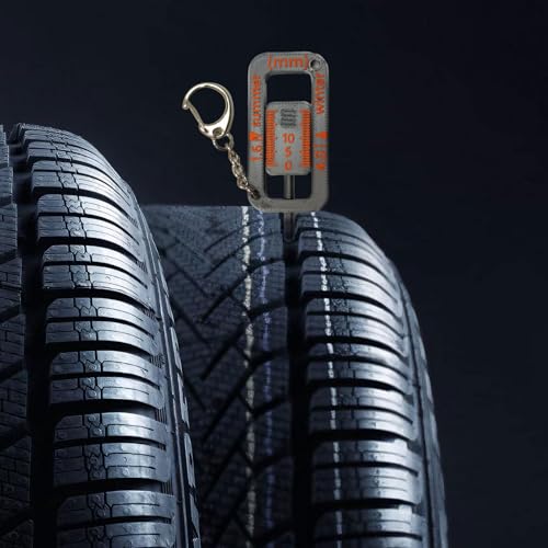 2Pcs Tire Tread Depth Gauge Keychain, Portable Easy Read Tire Tread Measure Tool, Tire Wear Gauge Tread Checker Suitable for Cars, Trucks, Motorcycles, SUVs, Vans