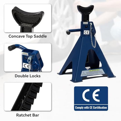 6 Ton (13,000 lbs) Heavy Duty Steel Jack Stands, Double Locking Adjustable Car Jack Stands with Wide Pyramid Base & Large Saddle, 16.7"- 23.8" Lifting Height for SUVs, Trucks & Cars, 2 Pair - size: 2 Pairs