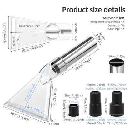 2 Set Universal Clear Wet Dry Vac Attachments, Compatible with Shop-VacBrand Extractor, Clear Squeegee Head for 1-1/4" 1-7/8" 2-1/2" Hoses, Carpet Cleaner and Car Detailing Kit - style: 2set
