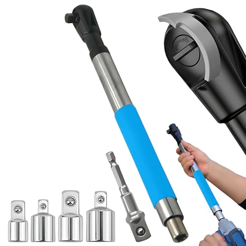 Offset Extension Wrench Impact – Electric Ratchet Wrench, Multifunctional & Durable Power Ratchet Wrenches, Chain Drive Wrench Extender, Dual-Mode Torque Control, Compatible with 1/2" Sockets(1xBlue) - color: Blue 1 Pack