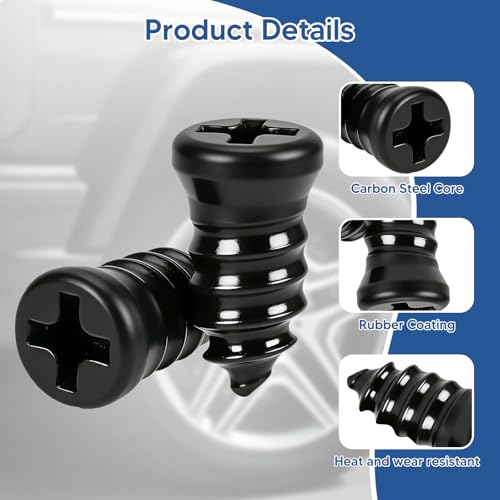 60pcs Tire Repair Screws Kit with Pliers and Screwdriver, Vacuum Rubber Nails Self-Service Flat Tire Plug Kit for Tubeless Car, Truck, Motorcycle, ATV, Tractor Puncture Emergency Repair