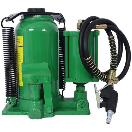 20 Ton Air Hydraulic Bottle Jack, Professional Lifting Jack for Heavy Machinery & Large Trucks, 10.2-19.7 Inch Height Range with Extendable Screw(Green) - color: Green, size: 20 Ton